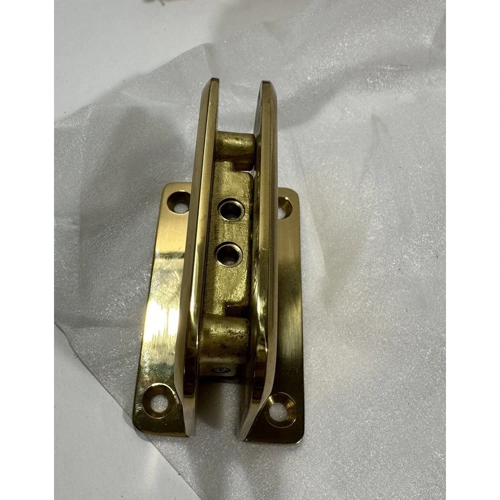 Pair Gold Tone Bathroom Clamp Clip Glass Door Hinge 3/8